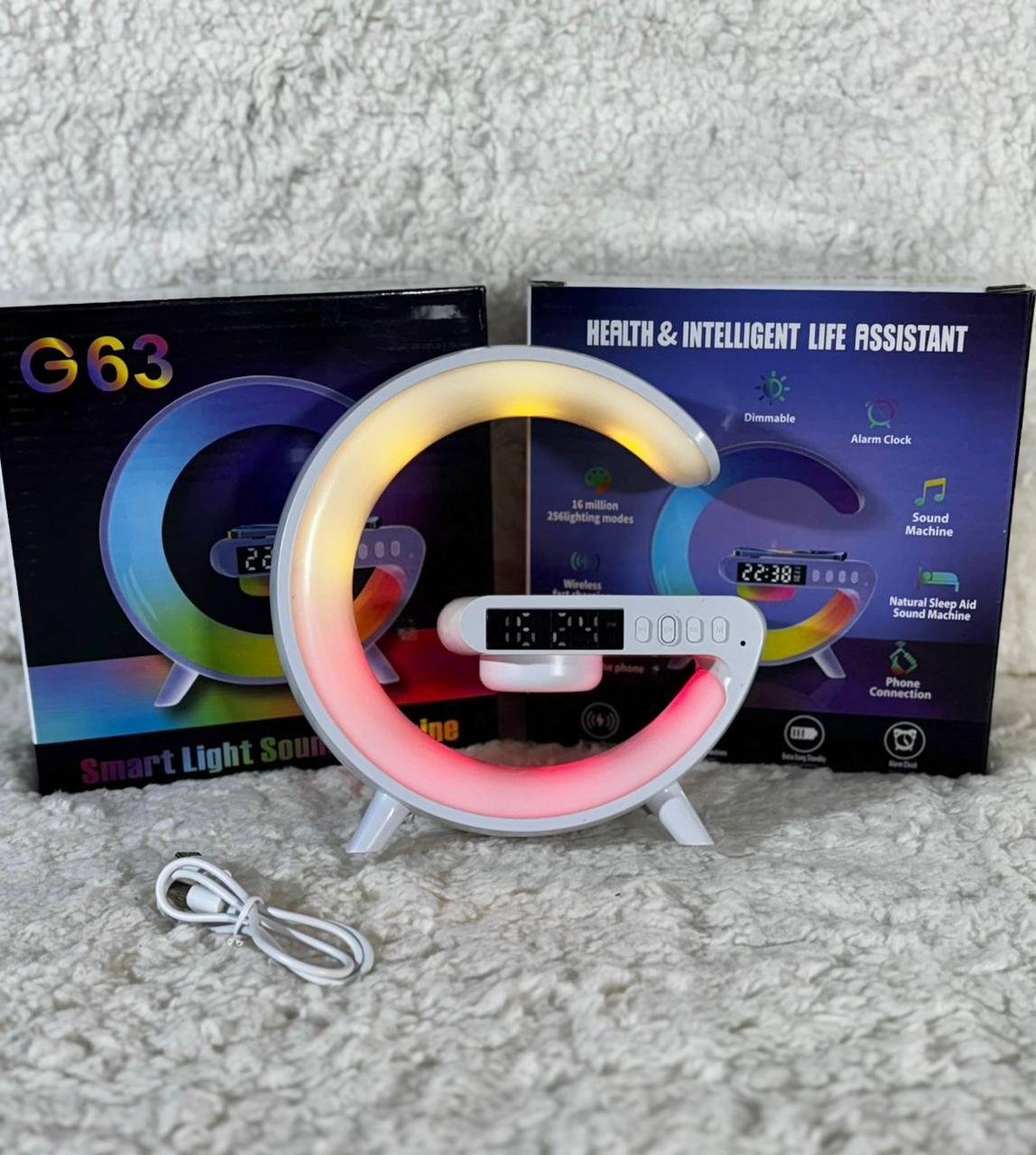 Minicargador con parlante y reloj digital